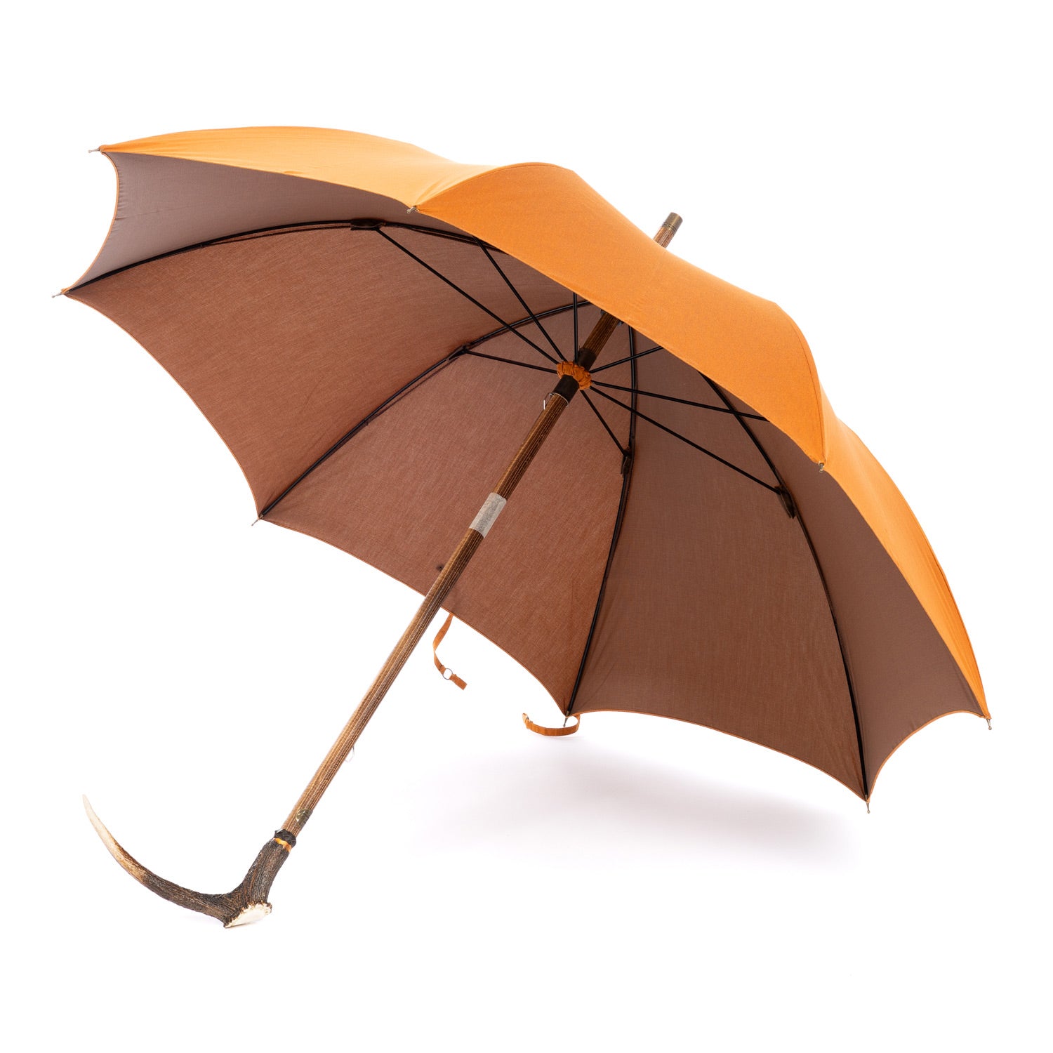 Francesco Maglia x MJ: Stick Umbrella "Lord" with Solid Wood Frame and Deer Horn Handle - purely handmade